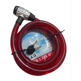 Resim Tvr Motosiklet Halat Kilit Anahtarlı 25 mm 200 cm Kırmızı 