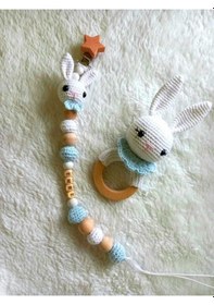 Resim Amigurumi Erkek Tavşan Çıngırak Set 