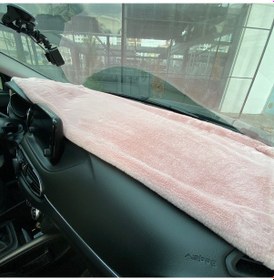 Resim Yumuşak Tüylü Oto Torpido Bagaj Üstü Örtü Peluş Halı Pudra Pembe 130x40cm 