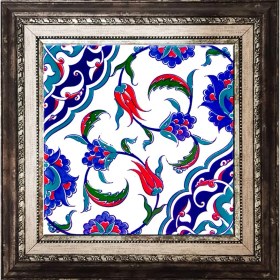 Resim Armada Çini 20x20 Cm Ac 44 Osmanlı İznik Desen Kütahya Çini Pano 