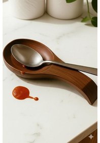 Resim Mien Akasya Kaşık Altlığı Kirli Kaşık Altlığı Tezgah Üstü 26cm Kahverengi 