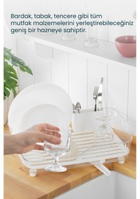 Resim Vienev Lavabo Kenarı Tezgah Üstü Süzgeçli Bulaşıklık Şeffaf 