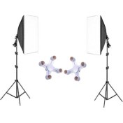 Resim Rabsev 50x70cm Softbox 4 Duylu Adaptörlü İkili Set Ürün ve Video Çekim Işığı 200cm Ayak 