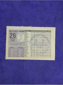 Resim 26 Temmuz 2002 Takvim Yaprağı - Nostalji Koleksiyonluk Takvim Yaprağı A 