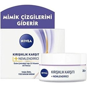 Resim Kırışıklık Karşıtı + Nemlendirici Krem Yaş 35+ 50 Ml , Yaşa Özel Yüz Bakım Kremi, E Vitamini Ve Üzüm Çekirdeği Yağı İle Yoğun Cilt Bakım, Uv Filtresi İle Güneş Koruması 