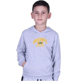 Resim Fyk Kids Kapüşonlu Kanguru Cepli Orıgınal Baskılı Erkek Çocuk Sweatshirt Gri 