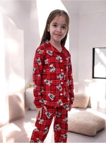 Resim Çocuk Ayıcık Dessenli Pijama-14920 Kırmızı 