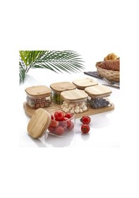Resim Mien 6'lı Cam Bambu Kapaklı Kahvaltılık M-0003 Ahşap 