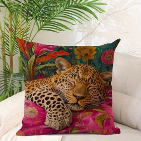 Resim Vintage Leopar Desenli Keten Yastık Kılıfı, 45.72x45.72 cm - Dayanıklı, Makinede Yıkanabilir Dekoratif Yastık Kılıfı Oturma Odası & Yatak Odası Koltukları İçin (Yastık İçi Dahil Değildir) 