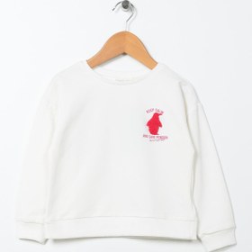 Resim Mammaramma Ekru Kız Bebek Bisiklet Yaka Düşük Omuz Oversize Baskılı Sweatshirt 22FWG-57 