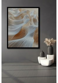 Resim Soyut Dalgalı Formlar Yağlı Boya Görünümlü Ahşap Ev,Antre,Salon,Ofis,Mutfak Tablo Çerçeve Görünümlü 4415- 70 X 50 