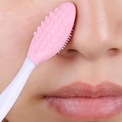 Resim Silikon Yüz Temizleme Fırçası, 2'si 1 Arada Yumuşak Çift Taraflı Peeling Yüz Temizleyici, Formaldehit İçermeyen Cilt Bakım Aracı, Kokusuz, Siyah Nokta ve Burun Kıllarını Gidermek İçin, Nazik Temizlik 