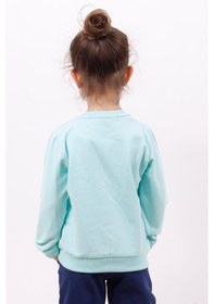 Resim Toontoy Kız Çocuk Göğsü Kalp Nakışlı Sweatshirt Açık Mint Yeşili Mint 