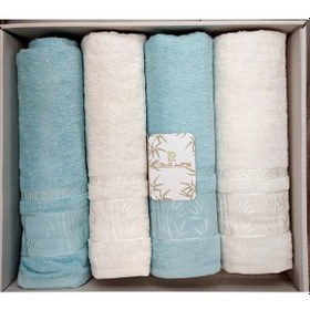 Resim Polo Life 4 Parça Bamboo Hamam Seti Büyük Boy , Banyo Havlu Takımı-krem Turkuaz Krem - Turkuaz 