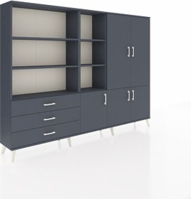 Resim Arges Dolap 11 Raflı 3 Çekmeceli 5 Kapaklı 220x30x163 Antrasit-an Antrasit-antrasit 