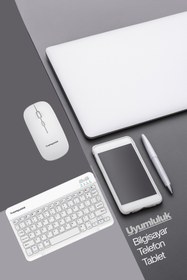 Resim SPRANGE Tablet Ve Telefonlar İçin Bluetooth - Wireless Klavye Ve Mouse Set - Beyaz 