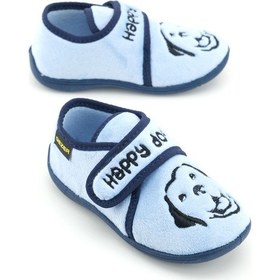 Resim Gezer Erkek Çocuk Kışlık Tek Cırt Cırtlı Ayarlanabilir Rahat Taban Ev, Bahçe, Okul, Kreş Panduf Ayak Mavi 