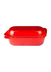Resim Lava Döküm Ekmek Tenceresi Dikdörtgen 12X28Cm Kırmızı 