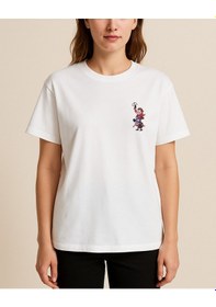 Resim Silahlı Hayalet Tasarımlı Baskılı T-shirt Beyaz 