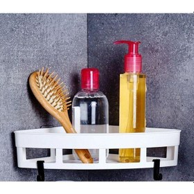 Resim 2 Li Yapışkanlı Mutfak Ve Banyo Rafı, Şampuan, Sabun, Duş Jeli Köşe Üçgen Düzenleyici Beyaz Renk Beyaz 