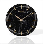 Resim M3DECORİUM Büyük 35 Cm Yuvarlak Siyah Afyon Mermeri Desenli Sessiz Saniye Bombe Camlı Ev Ofis Okul Duvar Saati 