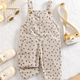 Resim 1 adet Unisex Bebek & Toddler Korduroy Tulumu, Çiçek Desenli, Ayarlanabilir Askılar ve Cep - Yumuşak Elastik Bel, Düğme Kapatma, Normal Beden İlkbahar/Sonbahar Rahat Kıyafet Erkek ve Kızlar için, Bebek Kız Kıyafetleri, İlkbahar Sonbahar Giyim, Sevimli Bebek Kıyafetleri, Dayanıklı Düğme Düğmeleri, Açık Hava için 