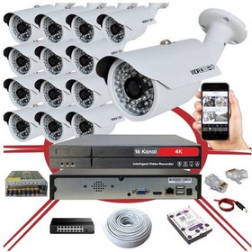 Resim 14' lü 5 MP 1940P Sensör 6 Megapiksel Sony Lens Metal Kasa IP Güvenlik Kamerası Seti_BS 748IP 