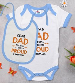 Resim Bk Kids Dear Dad Tasarımlı Mavi Bebek Body Zıbın Ve Mama Önlüğü H Çok Renkli 