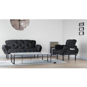 Resim Pafu Nitta Yataklı Koltuk Takımı 3+1 Siyah 