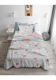 Resim Gökkuşağı Desenli Tek Kişilik Pike ( Yastık Kılıflı ) 