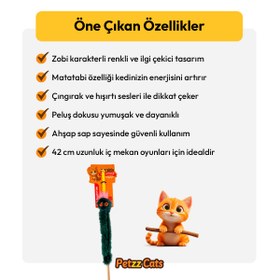 Resim PetzzCats Zobi Matatabi ve Çıngırak Sesli Kedi Oltası Oyuncağı Yeşil 42 Cm 