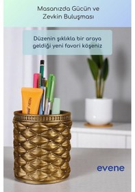 Resim Kalemlik Masa Kalemliği Organizer Kalemlik Altın Eskitme Renk Model 85 Çok Renkli 
