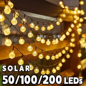 Resim 8 Modlu Güneş Kristali Balon Işıklı Dizi, Romantik Düğün Bahçe Çelenk Partisi Süslemesi, LED Güneş Enerjili Dış Mekan Noel Ağacı Peri Masalları Işıkları 
