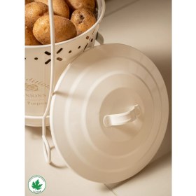 Resim Lin Metal Iki Katlı Konik Metal Patates Soğan Kovası, Saklama Kabı, Organizer, Sebzelik (Delicious Traditions Baskılı) LN1019 