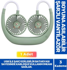 Resim Fantazer 3 Kademeli Ultra Sessiz Sarı Eller Serbest Boyuna Asılabilir Şarjlı Klima Soğutucu Fan Vantilatör 