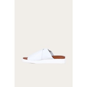 Resim Bueno Shoes Beyaz Deri Kadın Düz Terlik 