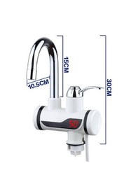 Resim Elektrikli Ani Su Isıtıcı Termal Şofben Musluk + ÇELİK SİPREL BAŞ Beyaz 