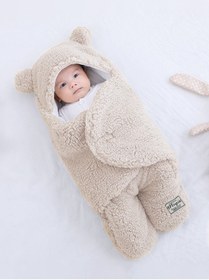 Resim migie 0-4 Ay Bebek Dış Kundak Uyku Tulumu Kıvırcık Wellsoft Peluş Bej 