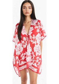 Resim DeFacto Regular Fit Tropikal Desenli Şifon Plaj Kimono-Fall in Love E8221AX25SPRD117 