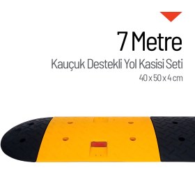 Resim İleri Trafik Kauçuk Destekli Yol Kasisi, Hız Kesici Set 40 x 50 x 4 cm - 7 Metre 