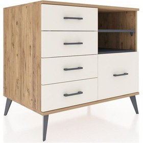 Resim Kronos Şifonyer 2 Raflı 5 Çekmeceli 88x59x80 Çam-antrasit/aytaşı Antrasit/aytaşı 