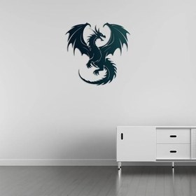 Resim Yükselen Ejderha Metal Duvar Sanatı, Ejderha Duvar Dekoru, Efsanevi Çelik Duvar Heykeli (yeşil, 27,6"x26,5"/70x67, renkler) 