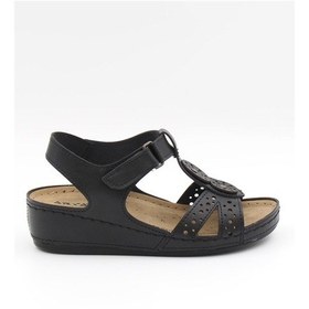 Resim Aryan 268 Siyah Anatomik Dolgu Kadın Sandalet Siyah 
