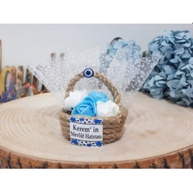 Resim Nazarlıklı Hasır Minik Sepet Hediyelik 30 Adet 