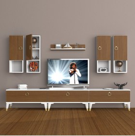 Resim Decoraktiv Eko 8da Mdf Gold Tv Ünitesi Tv Sehpası - Beyaz - Ceviz 