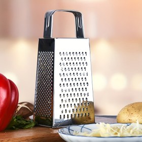 Resim Mutfak için Paslanmaz Çelik 4 Taraflı Kutu Rende - 1 AD Çok Fonksiyonlu Kalınlaştırılmış Peynir Sebze Rende, Kaymaz Saplı Patates Parçalayıcı 
