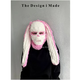 Resim Linka Knit El Yapımı Unisex Kurukafa Tavşan Balaclava Günlük Kasksız Kullanım, Kar Maskesi Kışlık Atkı Bere 