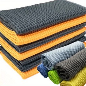 Resim Mikrofiber Araba Cam Havlu, Arı Kovanı Ultra İnce Lif Yıkama Bezleri, Çok Amaçlı Temizlik Karesi, Çayır Desenli Detaylı Havlu, Otomobil Bakımı İçin 