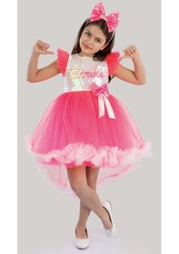 Resim Beyaz Barbie Ponpon Kuyruk Etekli Barbie Taçlı Kız Çocuk Doğum Günü Parti Elbisesi-beyaz Beyaz 