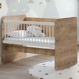 Resim Babywhen BW1071 Sallanan Anne Yanı Kademeli Bebek Beşik - Yatak Dahil - 60x120 - Ahşap 